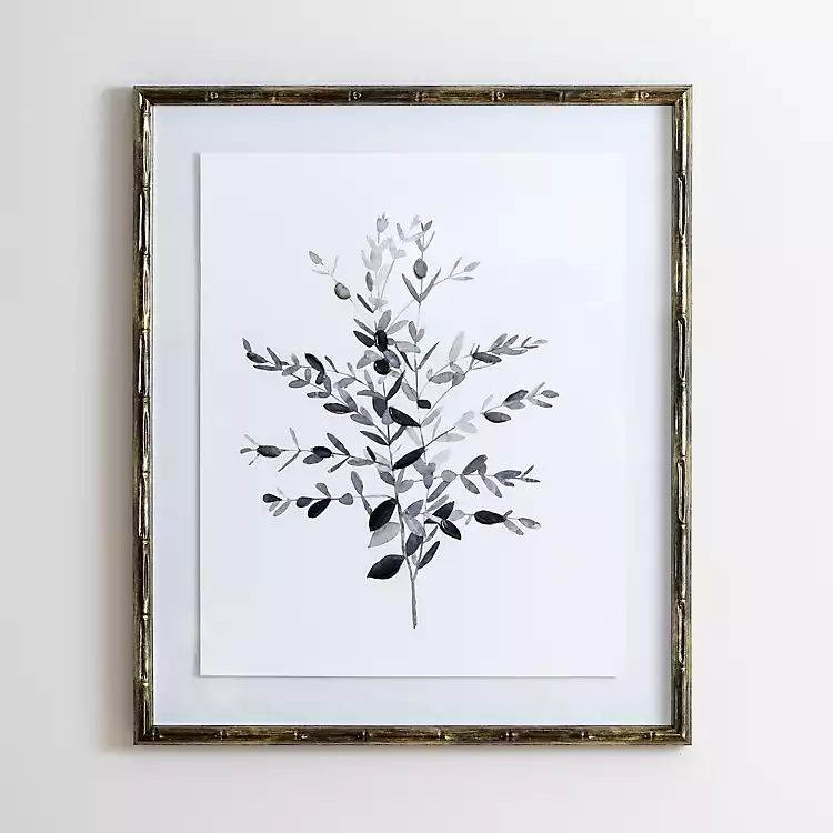 Greige Leaves II Bamboo Frame Art Print | Kirkland's Home