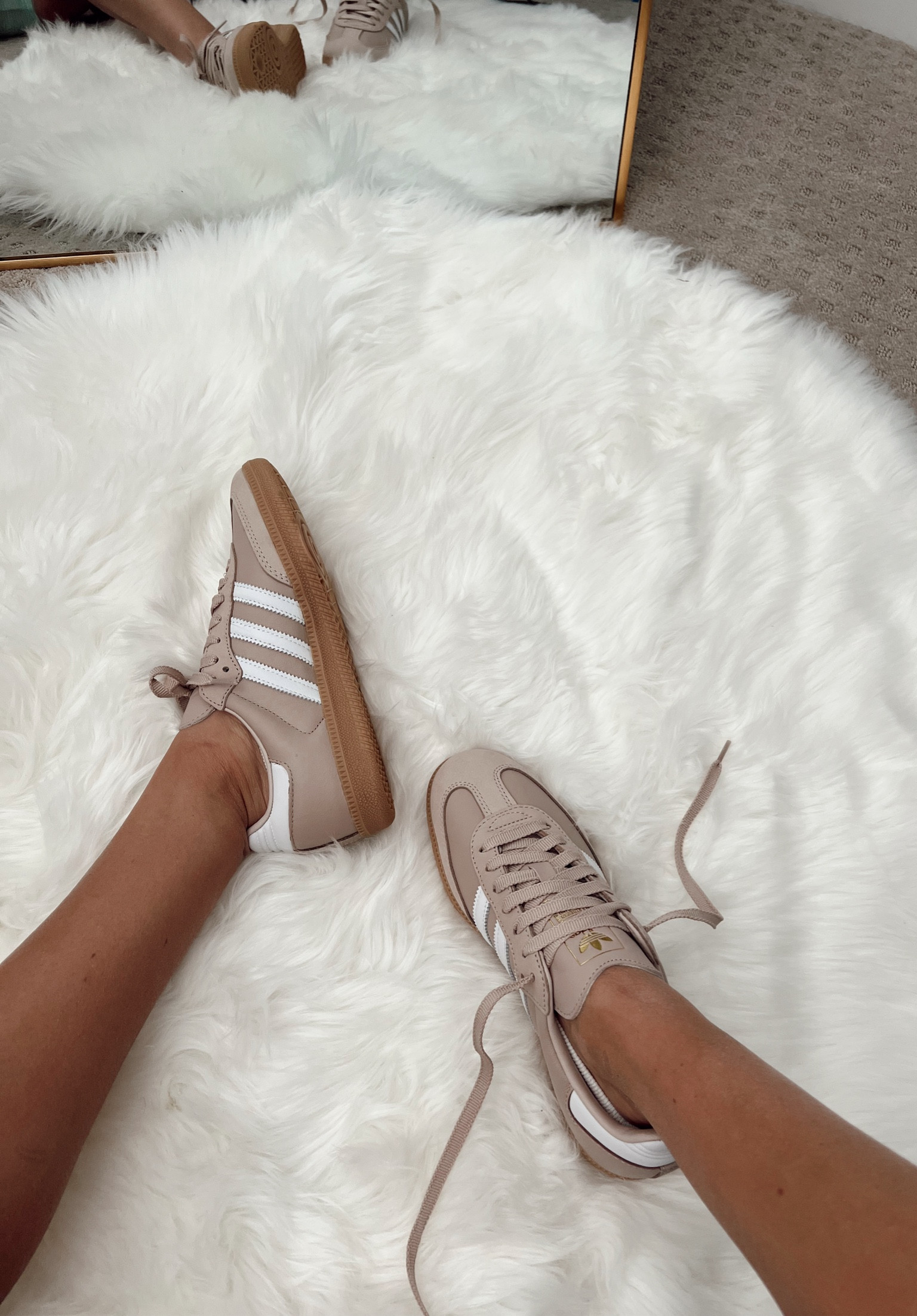 These metallic gold  & taupe adidas are going to be a Fall stable shoe for me. Grab them here ✨👇🏼 Just found more sizes— they will go fast!  

#LTKStyleTip #LTKFitness #LTKShoeCrush