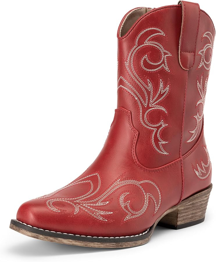 DREAM PAIRS Women's Cowboy Cowgirl Western Boots Embroidered Stitched Ankle Boots Square Toe Chun... | Amazon (US)