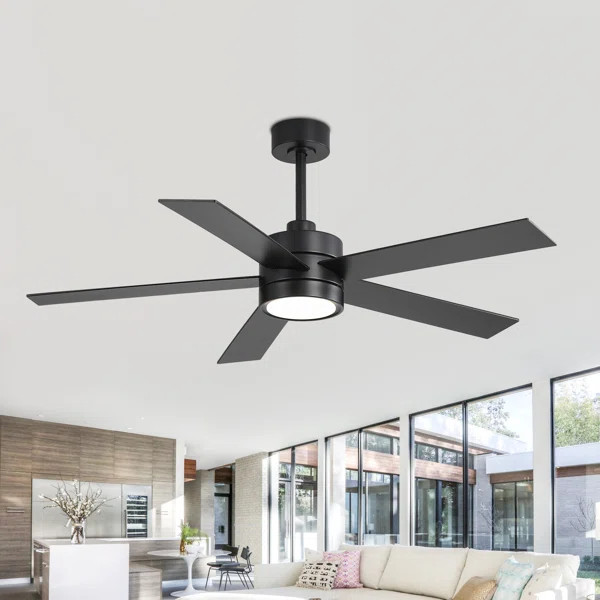 Beil Large Modern Ceiling Fan with Light Kit and Remote Control, 3 LED Colors, 6 Speed Noiseless ... | Wayfair North America