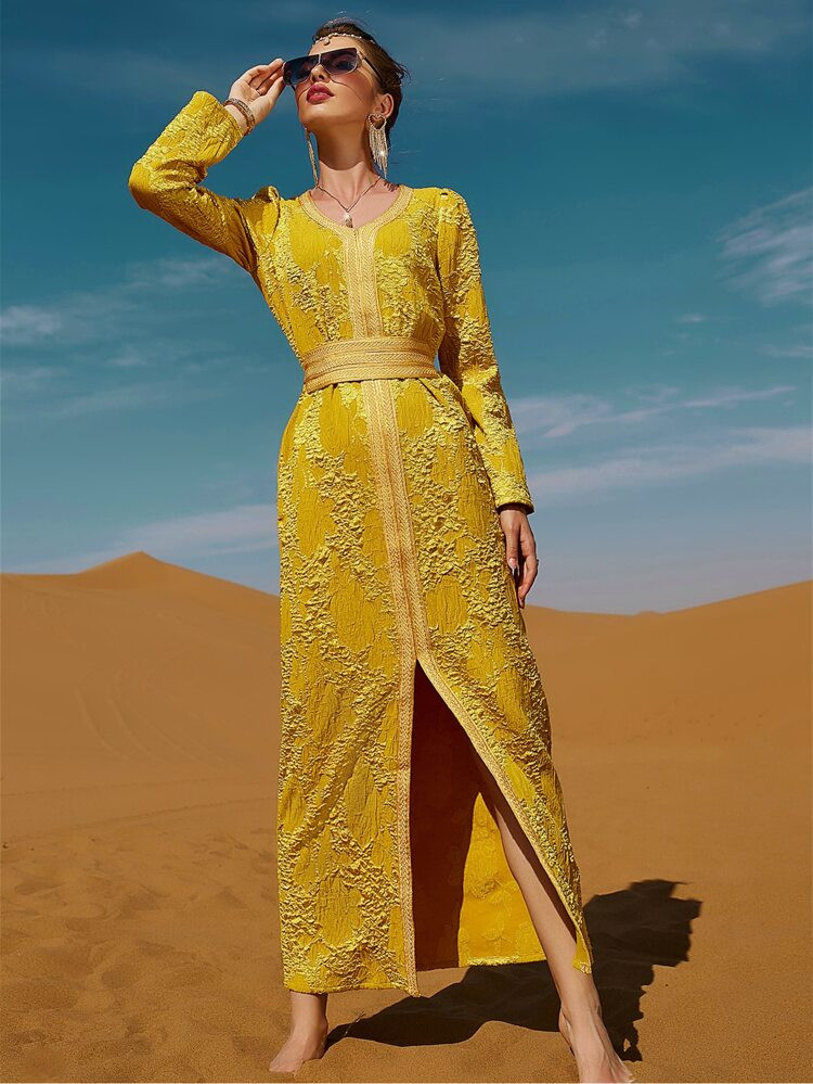 Tape Panel Tie Back Split Thigh Dress | SHEIN