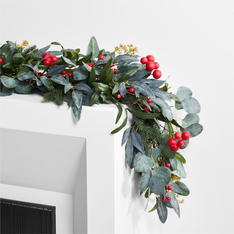Faux Olive and Berry Garland 6' + Reviews | Crate & Barrel | Crate & Barrel