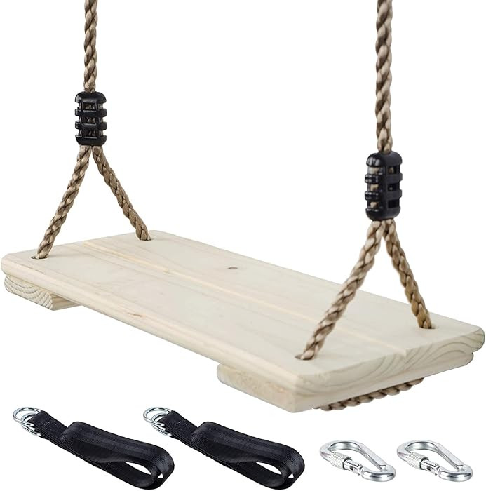 Wooden Swing Seat, Nostalgic Outdoor Wood Swing for Kids , Tree Straps Set Accessories for Backya... | Amazon (US)