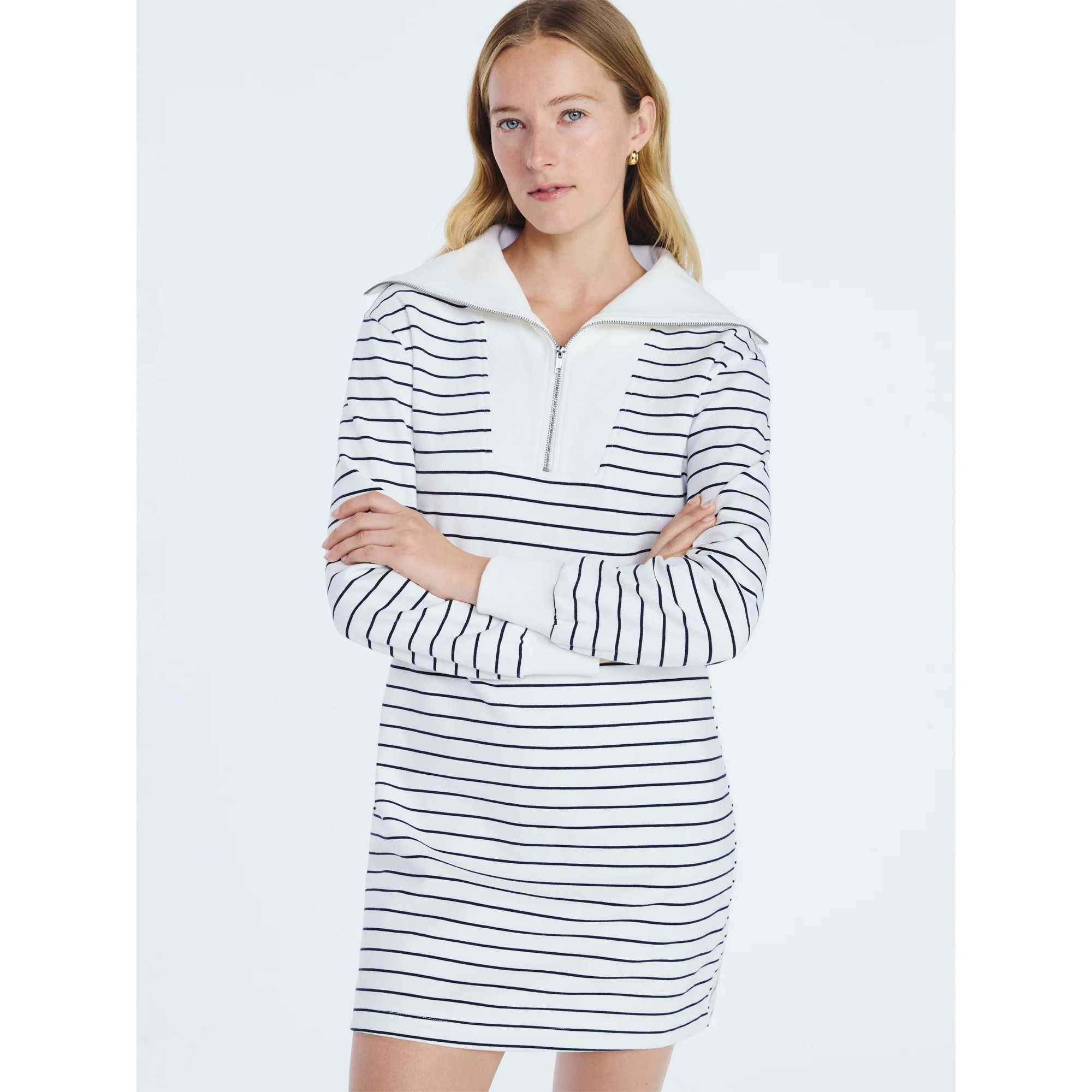 Free Assembly Women's and Women's Plus Half Zip Mini Dress with Long Sleeves, Sizes XS-4X | Walmart (US)