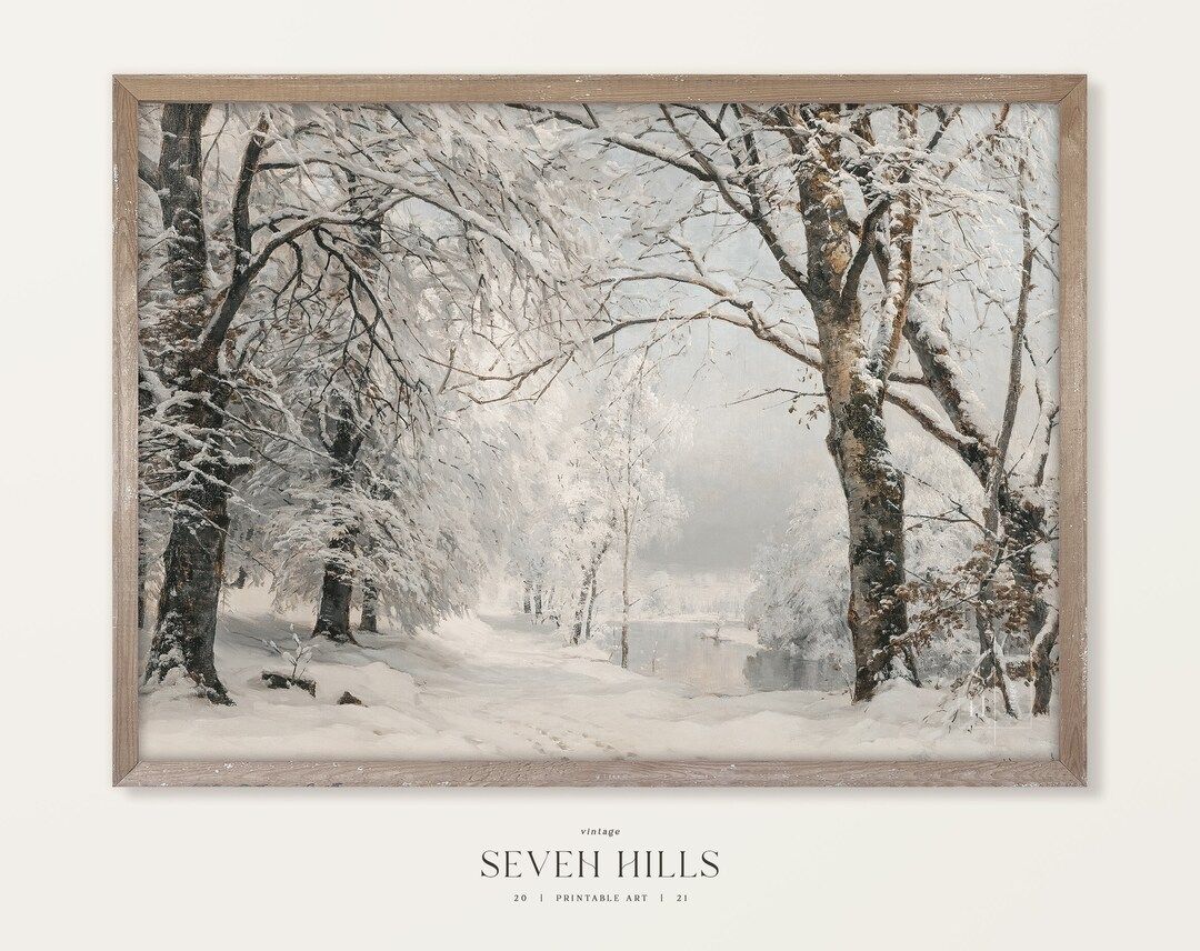 Snowy Woods Landscape Painting Vintage Winter Printable Art - Etsy | Etsy (US)