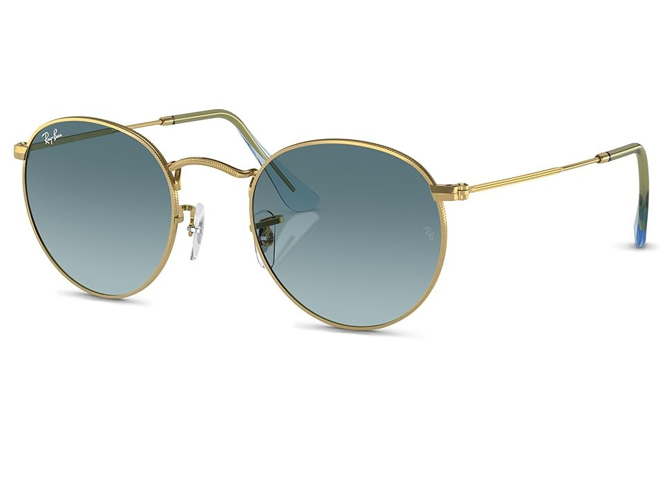 Ray-Ban 0RB3447 Round Metal Fashion Men's Sunglasses Gold/Blue Gradient Grey : 47mm | Zappos