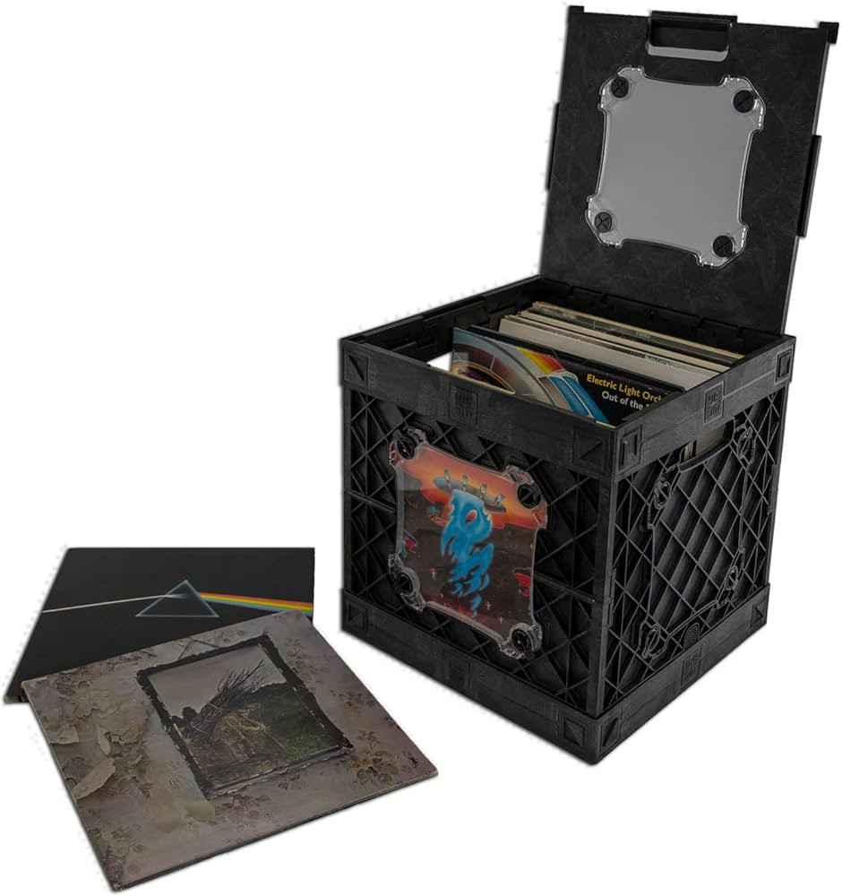 CrateVinyl - Vinyl Record Storage Crate Modular Storage Cube for LP Albums with Divider and 2 Cle... | Amazon (US)