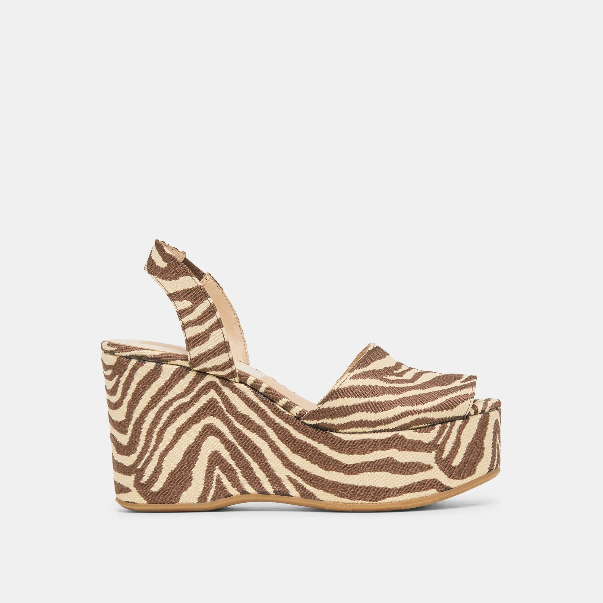 Akera Wedges Beige Zebra Raffia | DolceVita.com