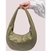 Green Leather Hobo Bag - Purse Medium Shoulder in Khaki Raunded Soft Gift For Girl | Etsy (US)