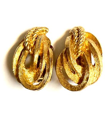 Christian Dior Vintage Gold Tone Love Knot Clip On Earrings  | eBay | eBay US