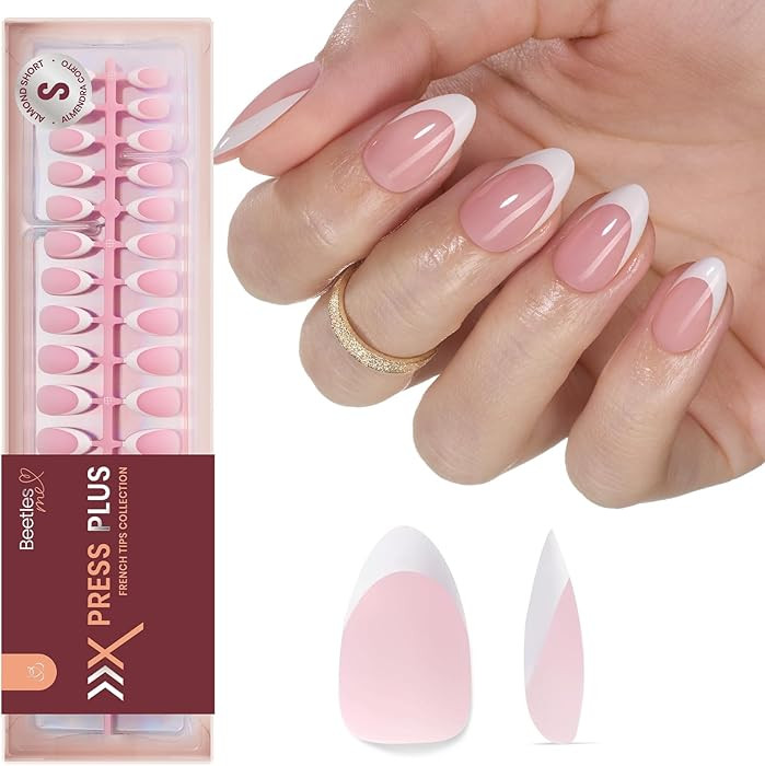 Beetles French Tips Press On Nails: 224 Pcs Pink French Tip Nails Short Almond Fake Nails, Soft G... | Amazon (US)