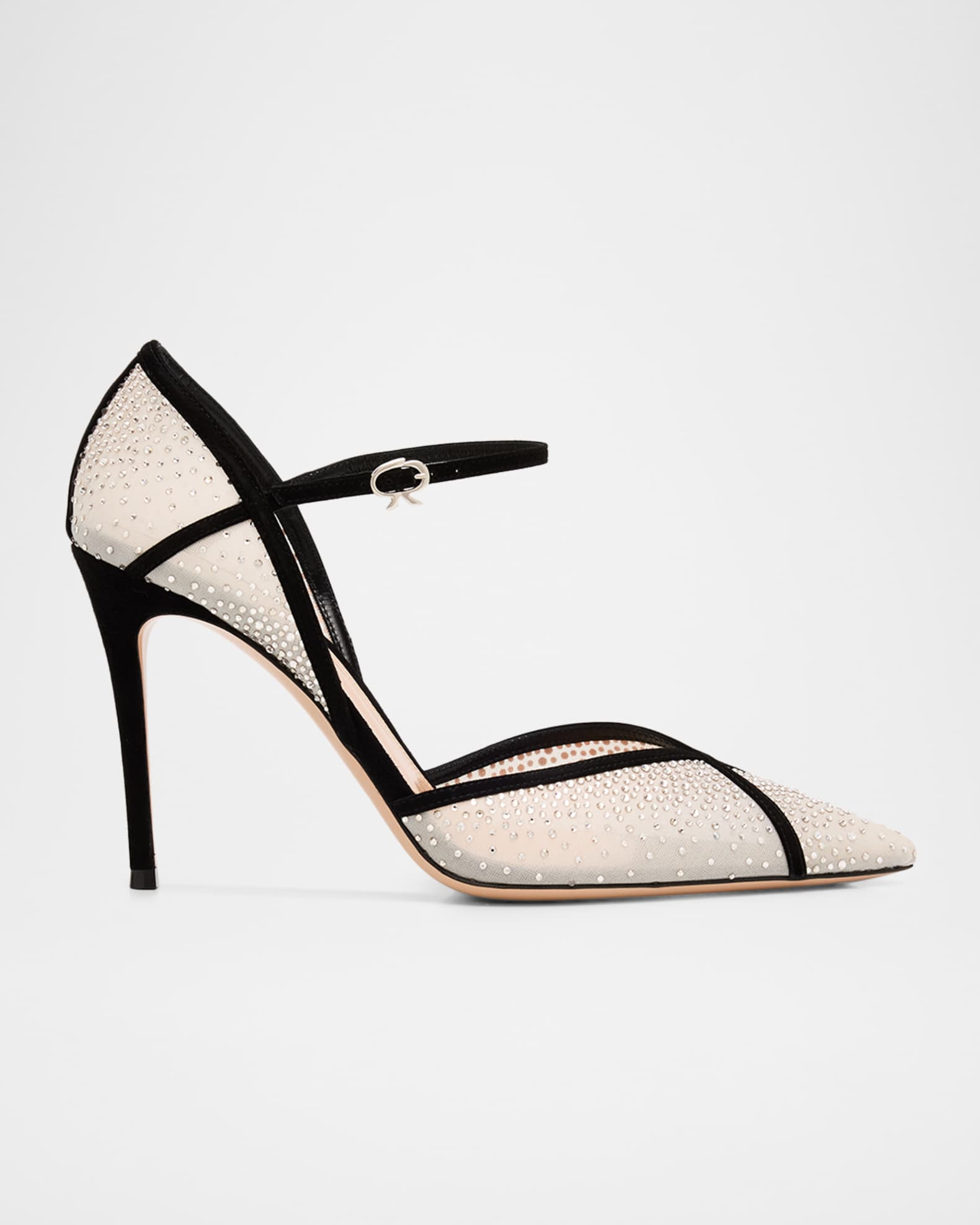 95mm Embellished Organza and Suede Pumps | Neiman Marcus