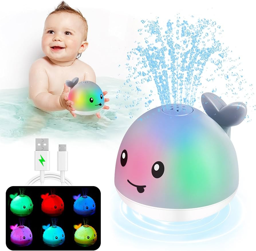 【2024 Upgraded】Baby Bath Toys, Rechargeable Whale Bath Toy Sprinkler, Light Up Bath Toys for ... | Amazon (US)