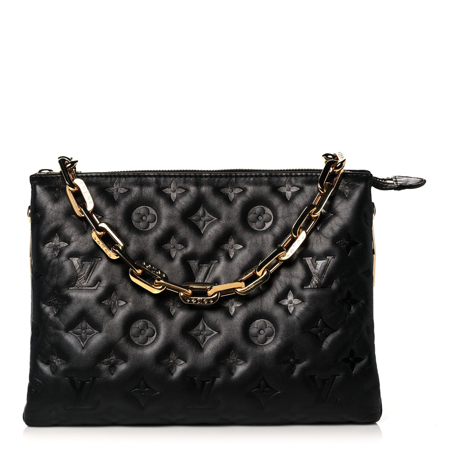 Lambskin Embossed Monogram Coussin PM Black | FASHIONPHILE (US)