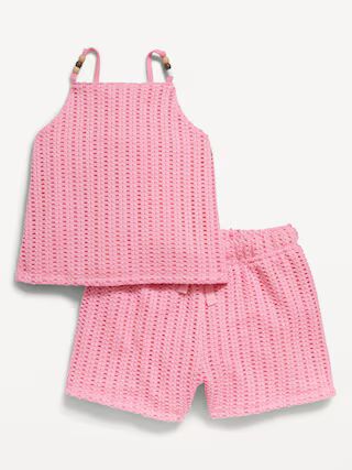 Crochet-Knit Beaded Tank Top and Shorts Set for Toddler Girls | Old Navy (US)