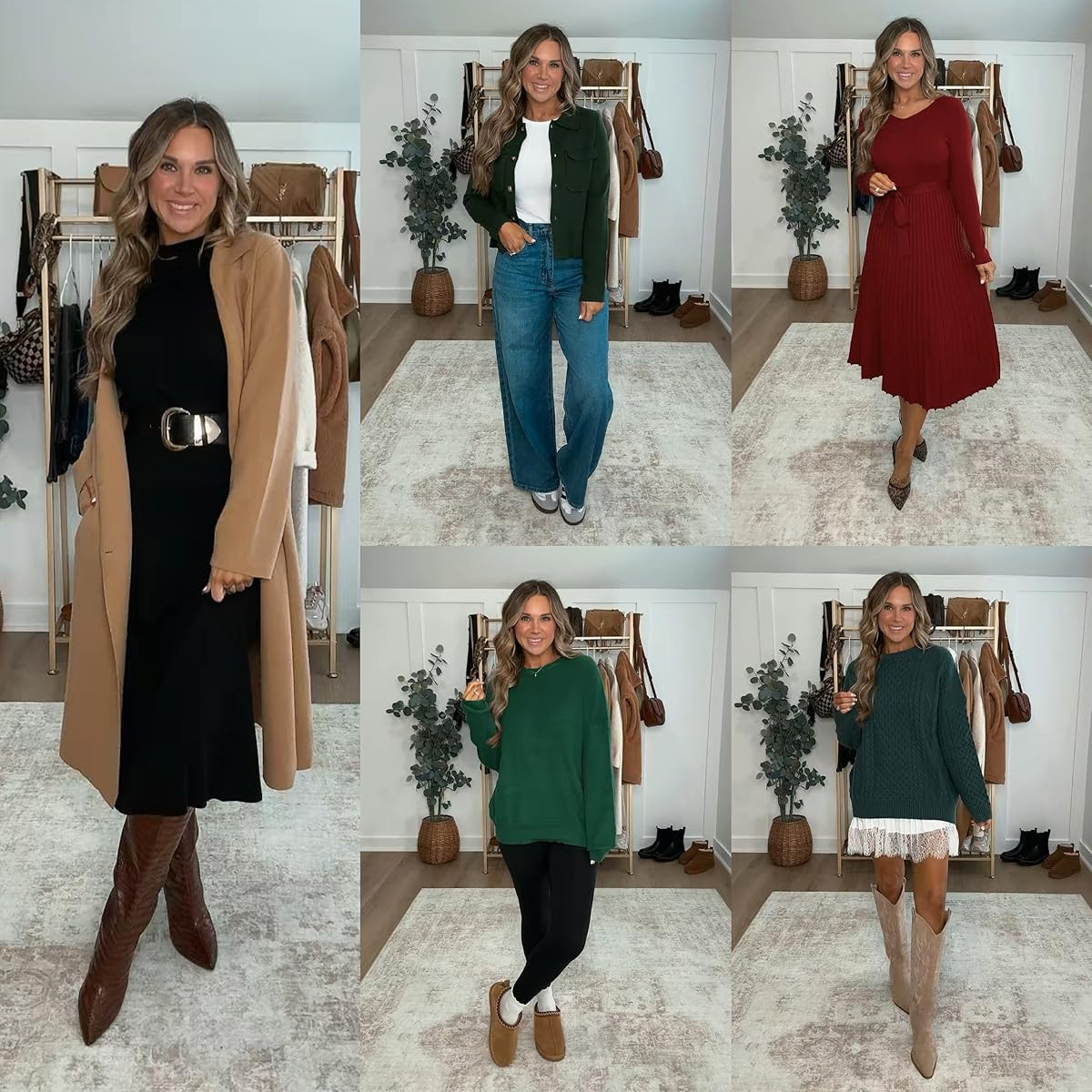 My new winter essentials, perfect for every holiday season event outfit you'll need! I’m 5’6 138lbs size small in all cable knit sweaters, slip skirt, dresses, look for less leggings, and jacket. Shoes fit true to size  

 #LTKHoliday #LTKSeasonal #LTKFindsUnder100