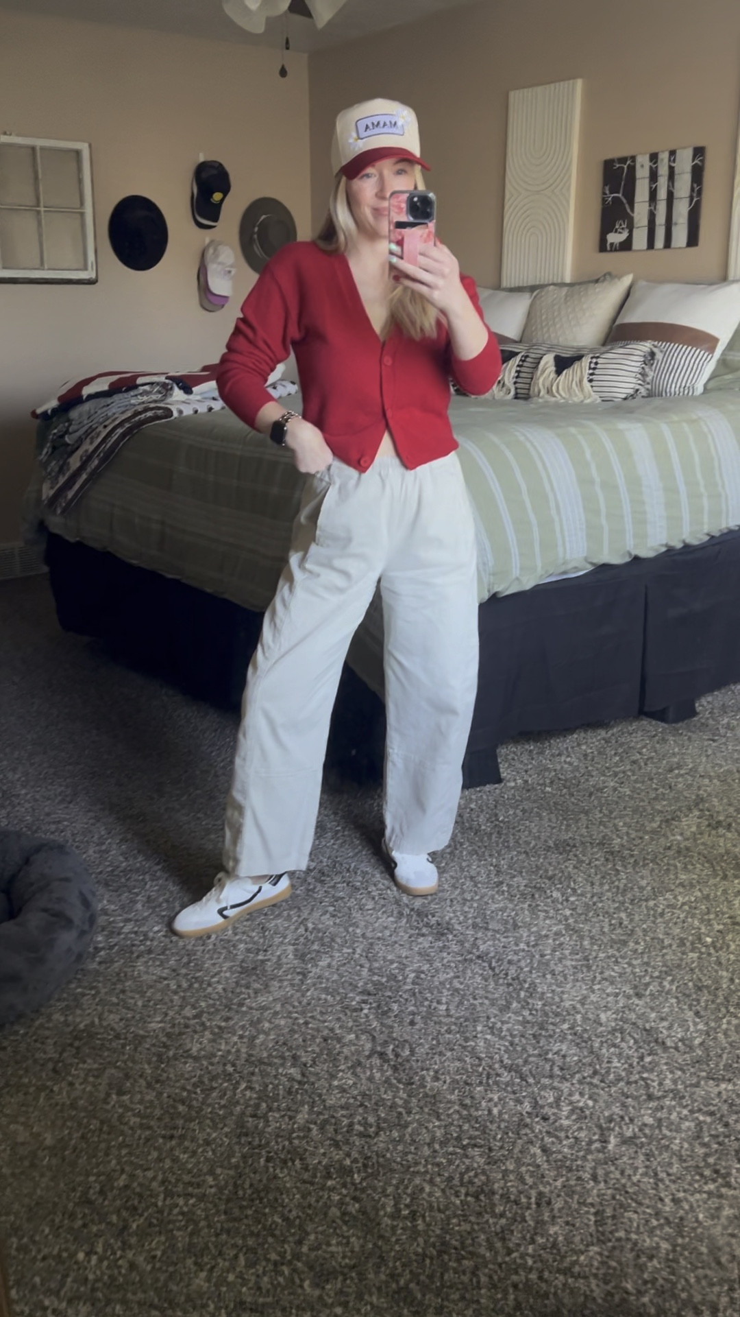 Cardigan is from my monthly Nuuly order but will link similar
Pants are a XS
Shoes I sized up a 1/2 size to a 7.5
Hat is custom made by The Hat Haus Co.

#LTKSeasonal