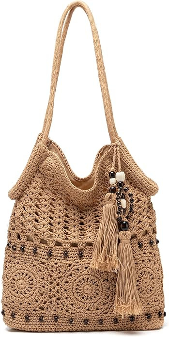Rejolly Crochet Hobo Bag for Women Boho Woven Tote Bag Summer Vacation Beach Handbags Bohemian Sh... | Amazon (CA)