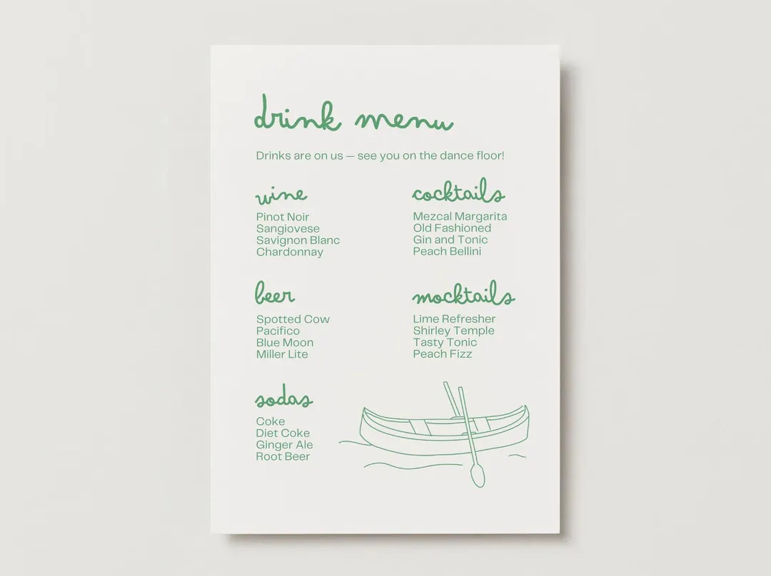 Canoe Camp Wedding Drink Menu - DIY Printable Template (multiple Layouts) - Etsy | Etsy (US)
