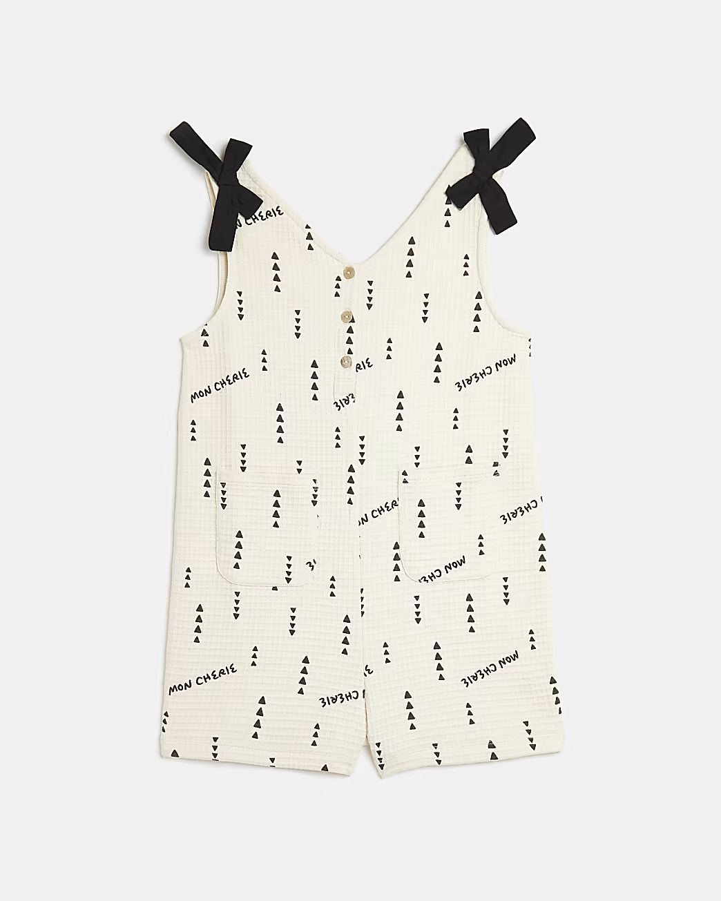 Girls ecru printed tie shoulder playsuit | River Island (UK & IE)
