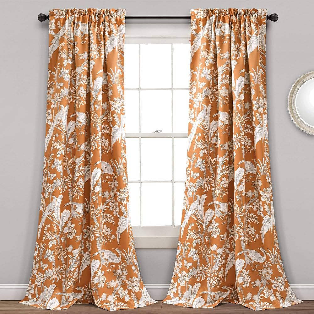 Lush Decor, Orange Curtains Dolores Darkening Window Set for Living, Dining Room, Bedroom, 84" x ... | Amazon (US)