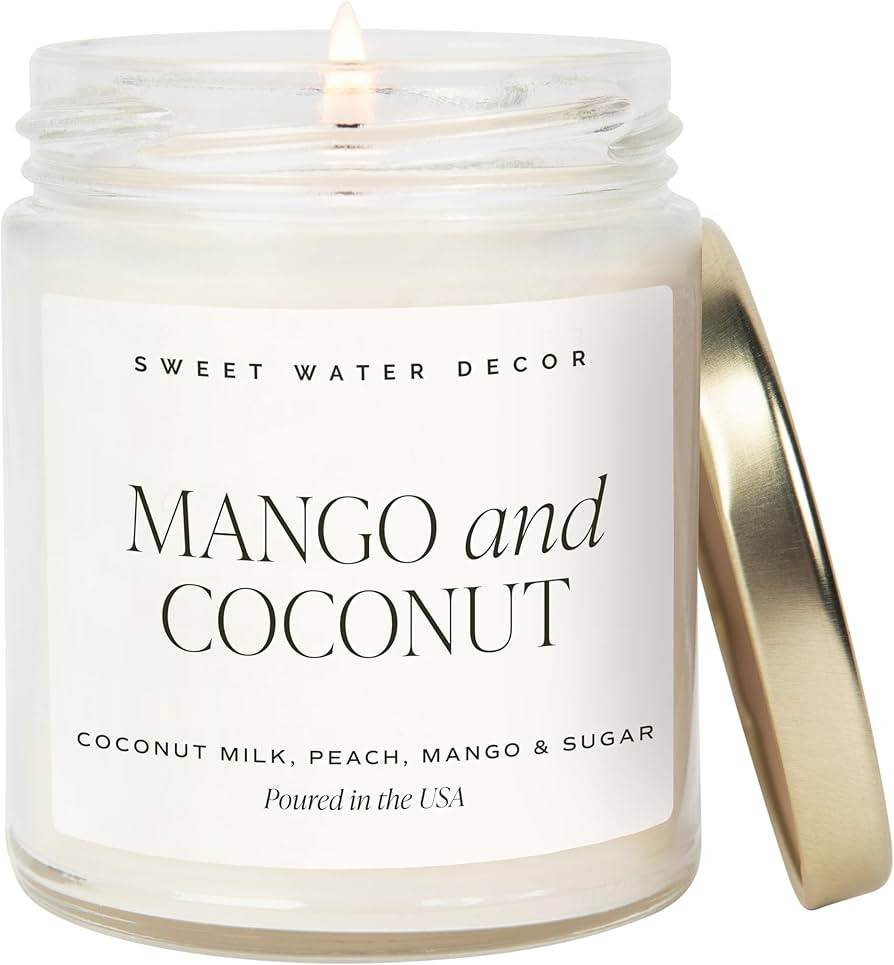 Sweet Water Decor Mango & Coconut Soy Candle - Pineapple, Mango and Orange Scented Summer Candles... | Amazon (US)