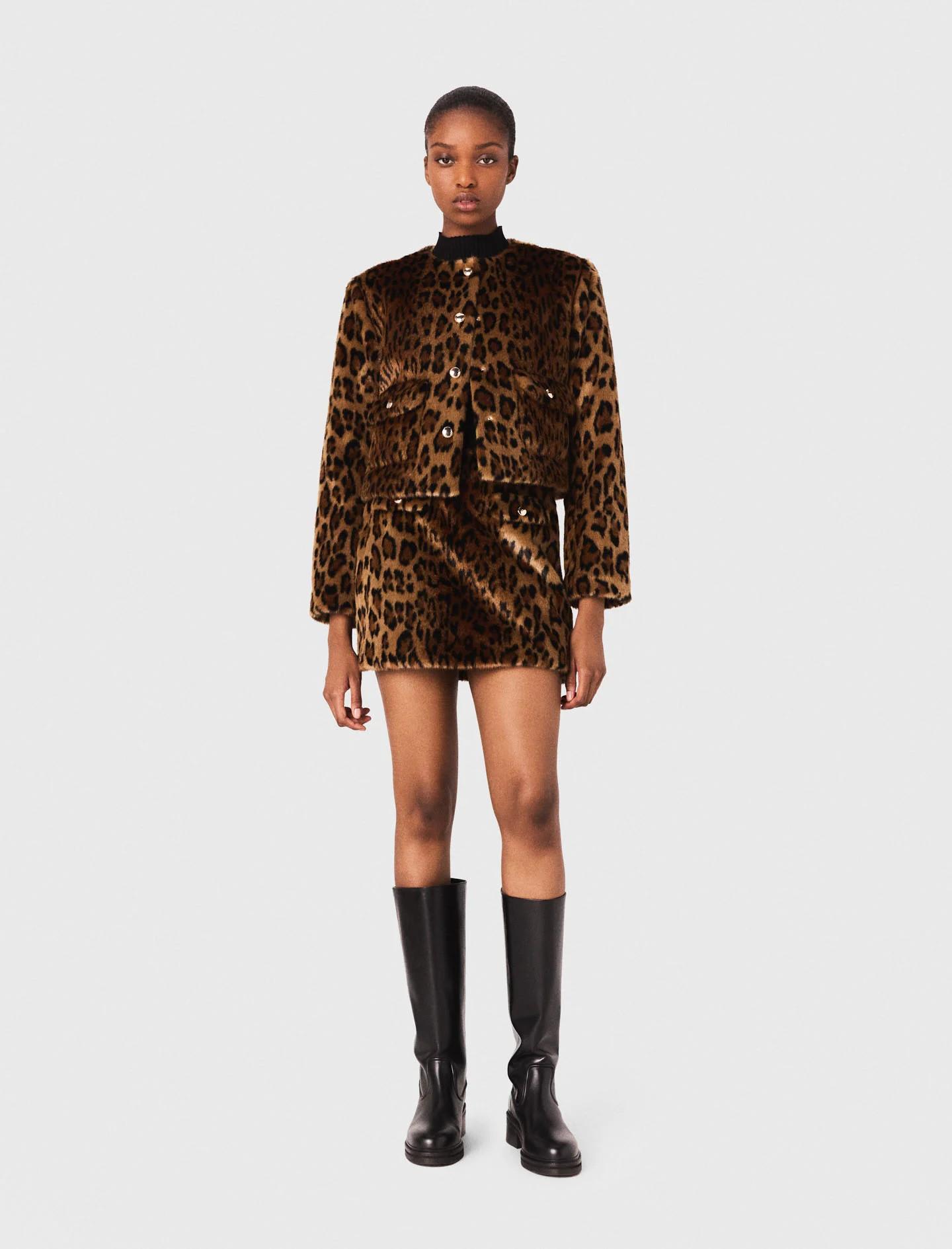 Leopard faux fur jacket Printed for Women | Maje | Maje US