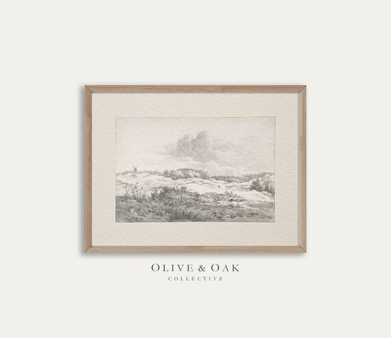 Rustic Landscape Drawing PRINTABLE / Vintage Neutral Sketch | Etsy | Etsy (US)