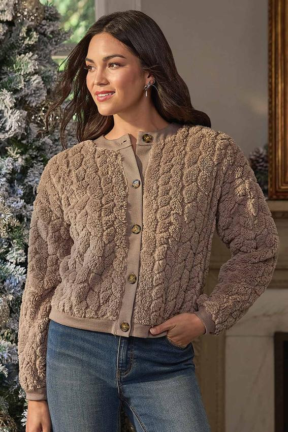 Sherpa Button Front Cardigan | Cato Fashions