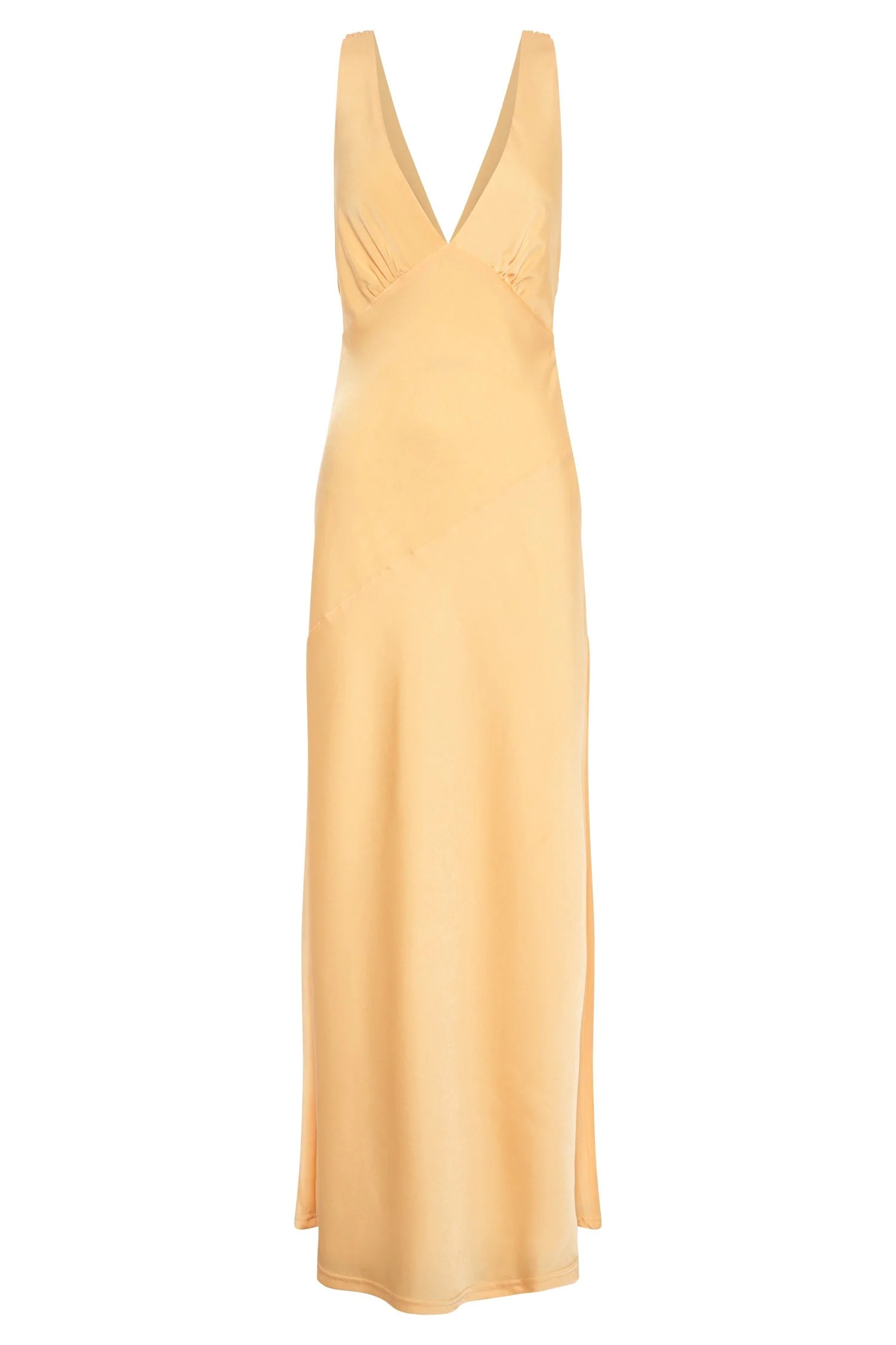 Nadia Maxi Satin Dress With Back Cowl - Lemon | MESHKI US