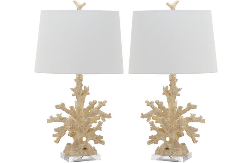 S/2 Coral Branch Table Lamps, Natural | One Kings Lane