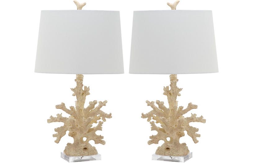 S/2 Coral Branch Table Lamps, Natural | One Kings Lane