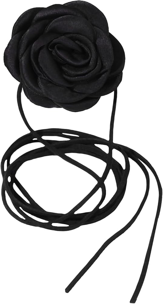 Black Flower Choker Necklace for Women: Camellia Flower Velvet Choker Collar Necklace Jewerly for... | Amazon (US)