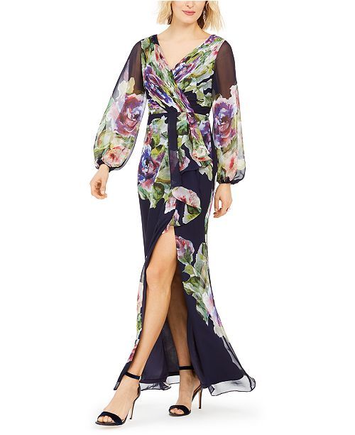 Floral-Printed Chiffon Gown | Macys (US)