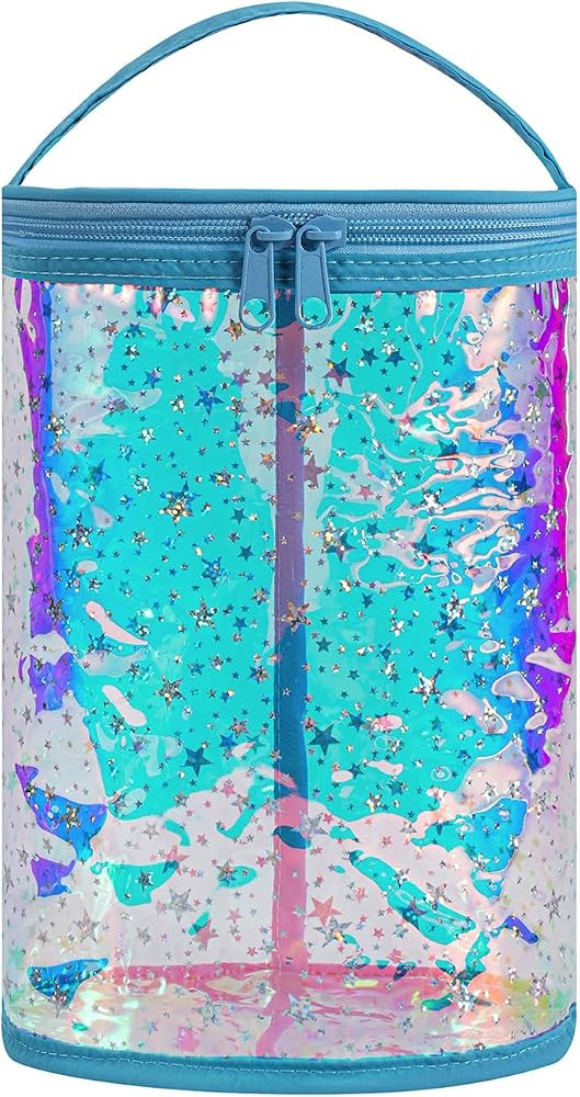RSRSLEII Clear Star Lotion Cylinder Bag for Toiletry,Waterproof PVC Sunscreen Travel Makeup Bag,T... | Amazon (US)