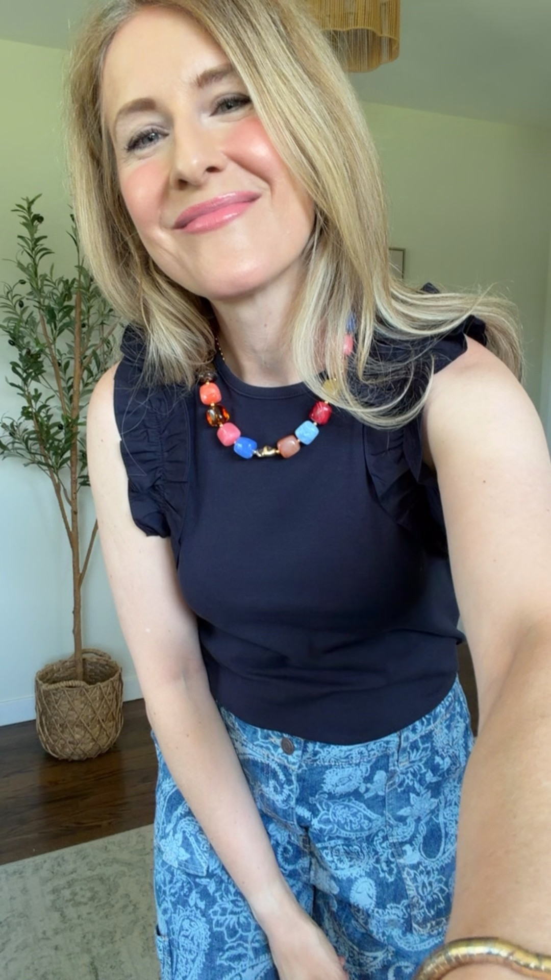 #1 top last week! Everyone is loving the unique ruffle detail and soft tank top styling. Also comes in white. I’m wearing a medium. Jeans fit tts. #walmartfashion

#LTKOver40