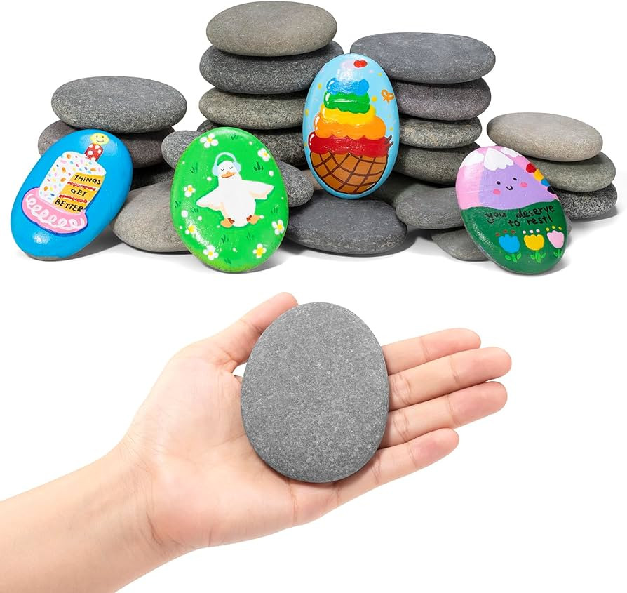 Simetufy 25Pcs Rocks for Painting, Large 3-4 Inch Natural River Stones for DIY, Art & Crafts, Smo... | Amazon (US)
