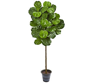 5' Fiddle Leaf Tree With Planter by Nearly Natu ral | QVC