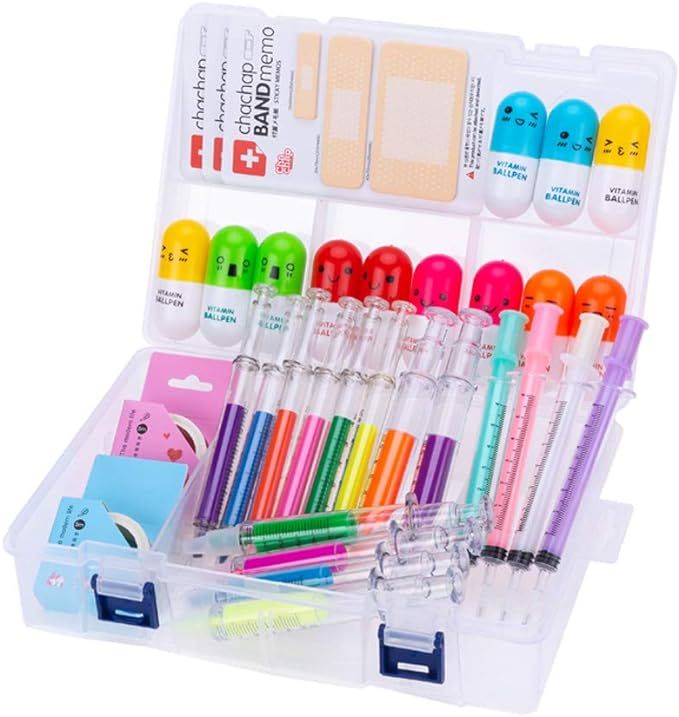 34 Pcs Cute School Supplies Set 12 Syringe Highlighters 4 Nursing Needle Pens 12 Vitamin Pill Pen... | Amazon (US)