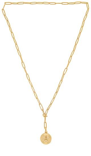 Initial Medallion Lariat Necklace in Gold | Revolve Clothing (Global)