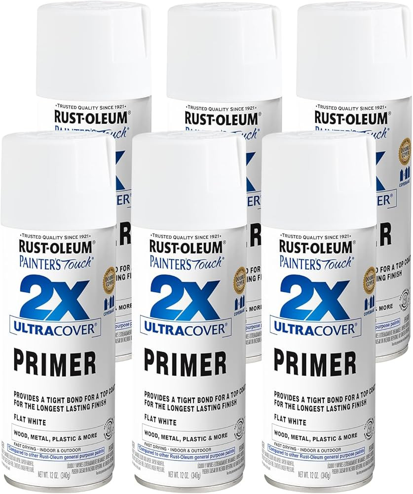 Rust-Oleum 334019-6PK Painter's Touch 2X Ultra Cover Spray Primer, 12 oz, Flat White, 6 Pack | Amazon (US)