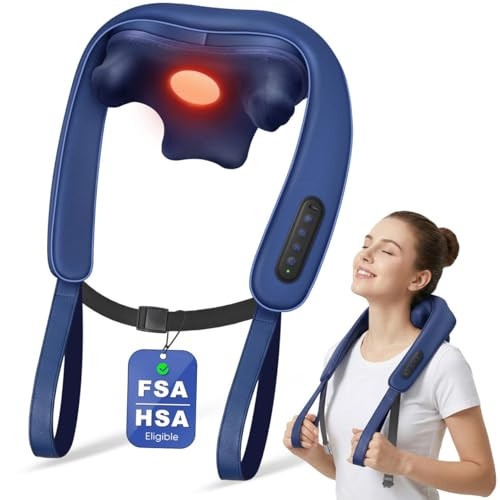 Musugy Neck Massager with Heat : Cordless Neck and Shoulder Massager for Pain Relief Deep Tissue - 3 Modes, 2 Intensity & 2 Heat, Daily Comfort for Desk Workers, At-Home Use, Women, Men | Amazon (US)