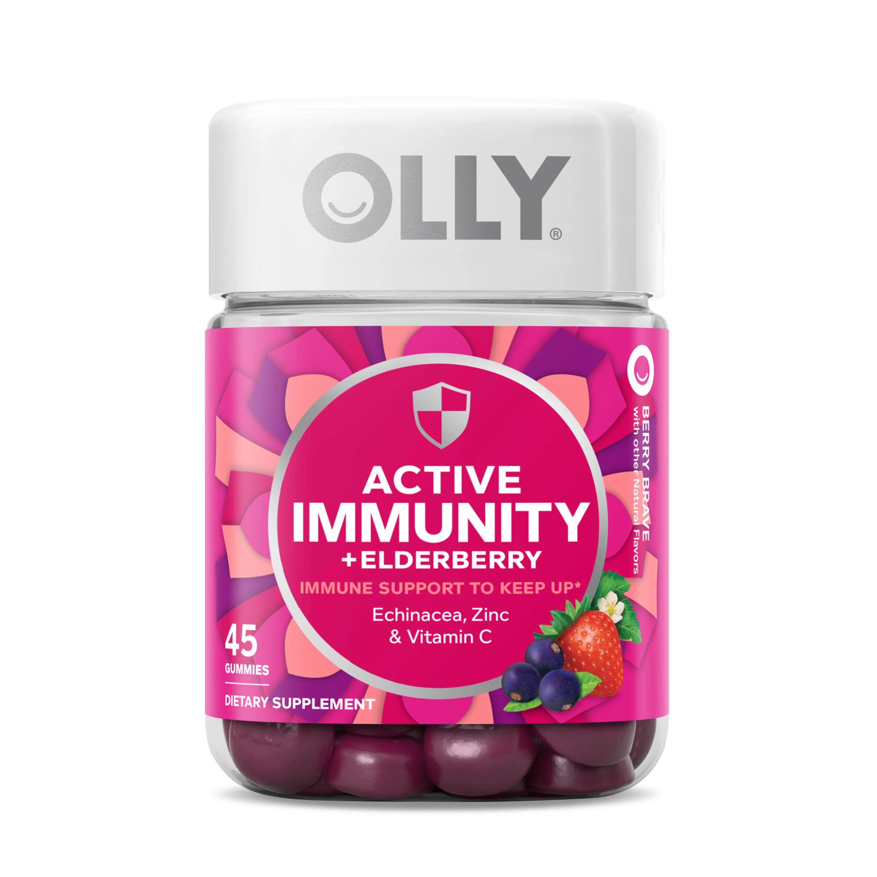 OLLY Active Immunity Gummy, Immune Support, Elderberry, Vitamin C, Berry 45 Ct | Walmart (US)