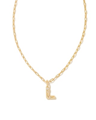 Crystal Letter A Gold Short Pendant Necklace in White Crystal | Kendra Scott | Kendra Scott