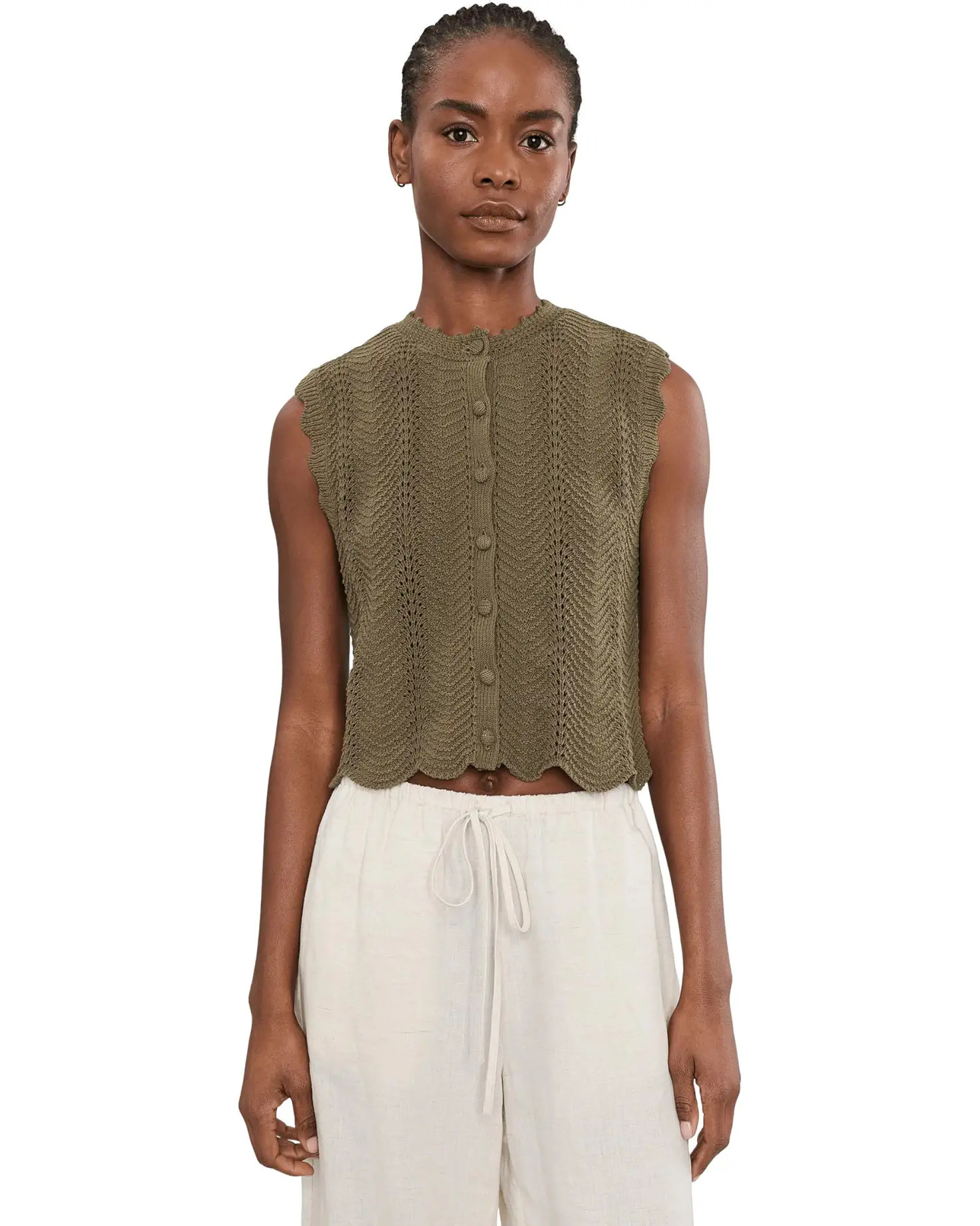 Women's Madewell Kim Wavy Stitch Button Shell | Zappos.com