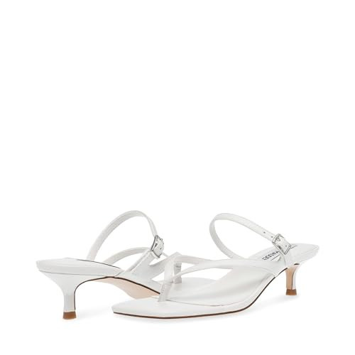 Steve Madden Women's Jessa Heeled Sandal, White Leather, 8.5 | Amazon (US)