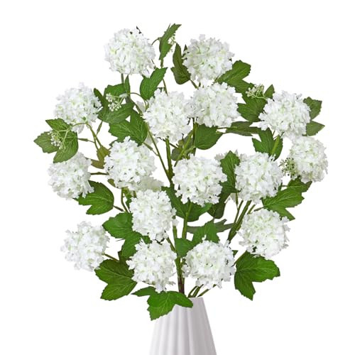 DEMIUKO 4PCS Artificial Hydrangea Flowers 30 Inch Fake Silk Hydrangea Flower with 20 Real Touch Blooms Realistic Faux Hydrangeas Decorations for Wedding Table Centerpieces Vase Home Decor | Amazon (US)