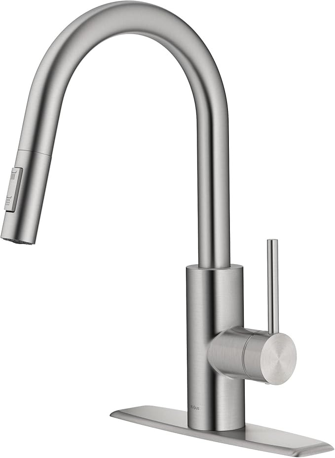 Kraus Oletto Spot Free Stainless Steel Dual Function Kitchen Faucets with Pull Down Sprayer, KPF-... | Amazon (US)