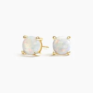 14K Yellow Gold Solitaire Opal Stud Earrings | Brilliant Earth