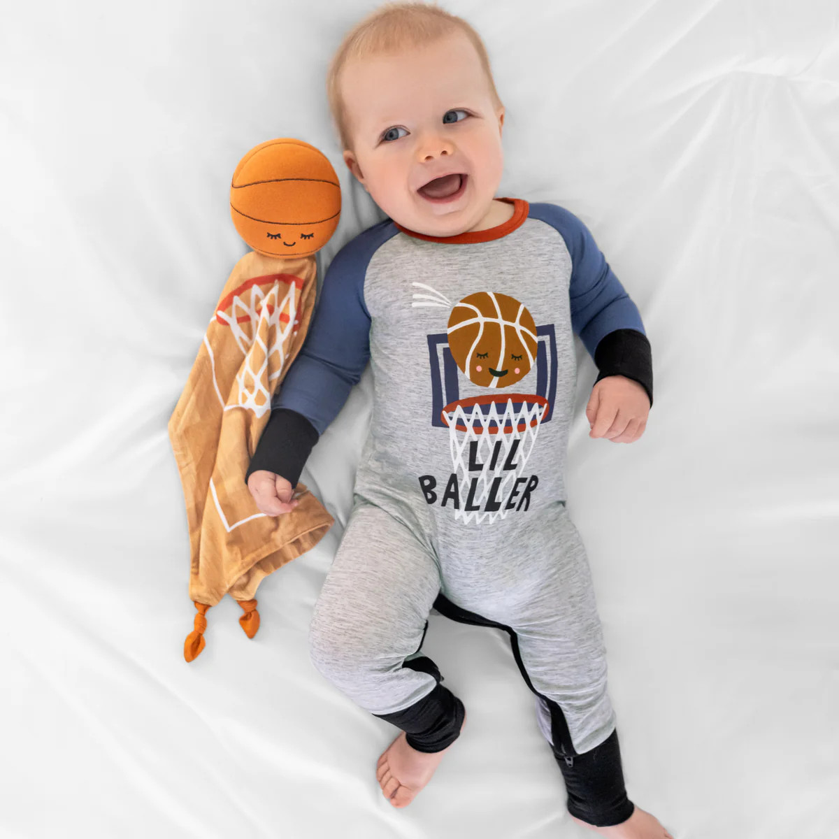 Black Lil Baller Crescent Zippy | Little Sleepies